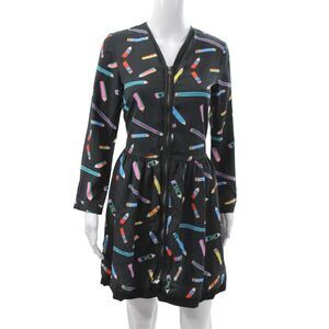 Stella McCartney Kids Girls Back Zip Long Sleeve Logo Pencil Dress Black Size 12